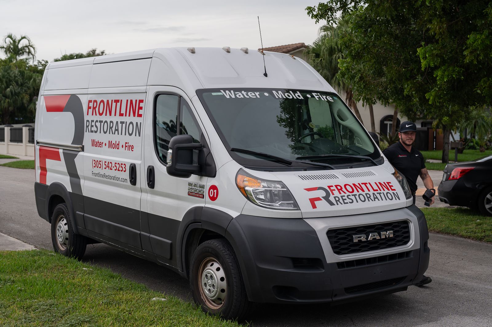 Frontline van at a residential job